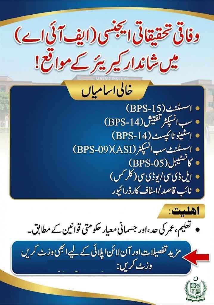 recruitment fia gov pk Jobs