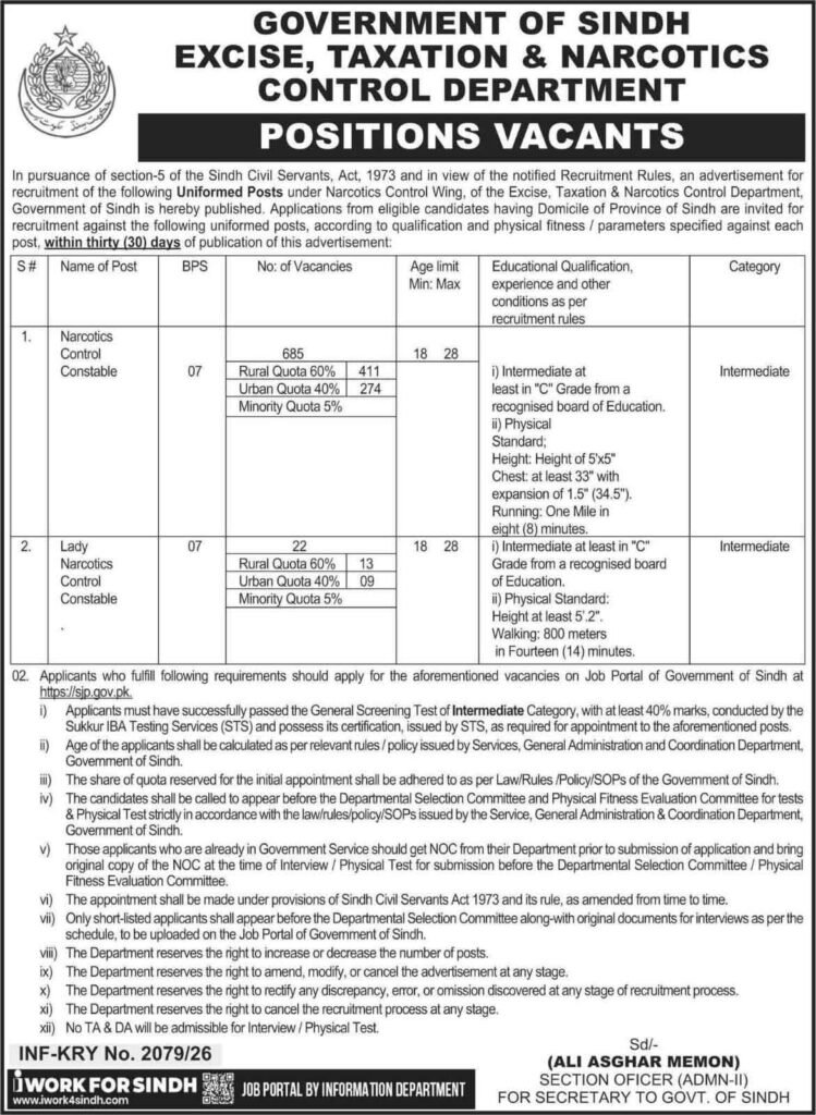Sindh-Excise-Department-Jobs-Advertisement-2026