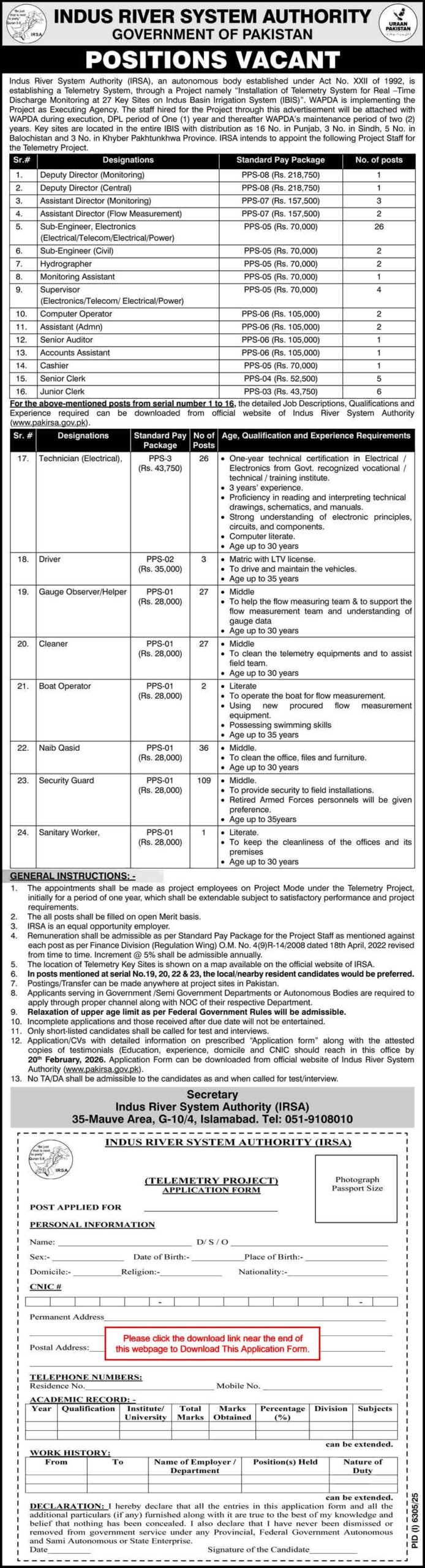 IRSA Jobs Advertisement 2026